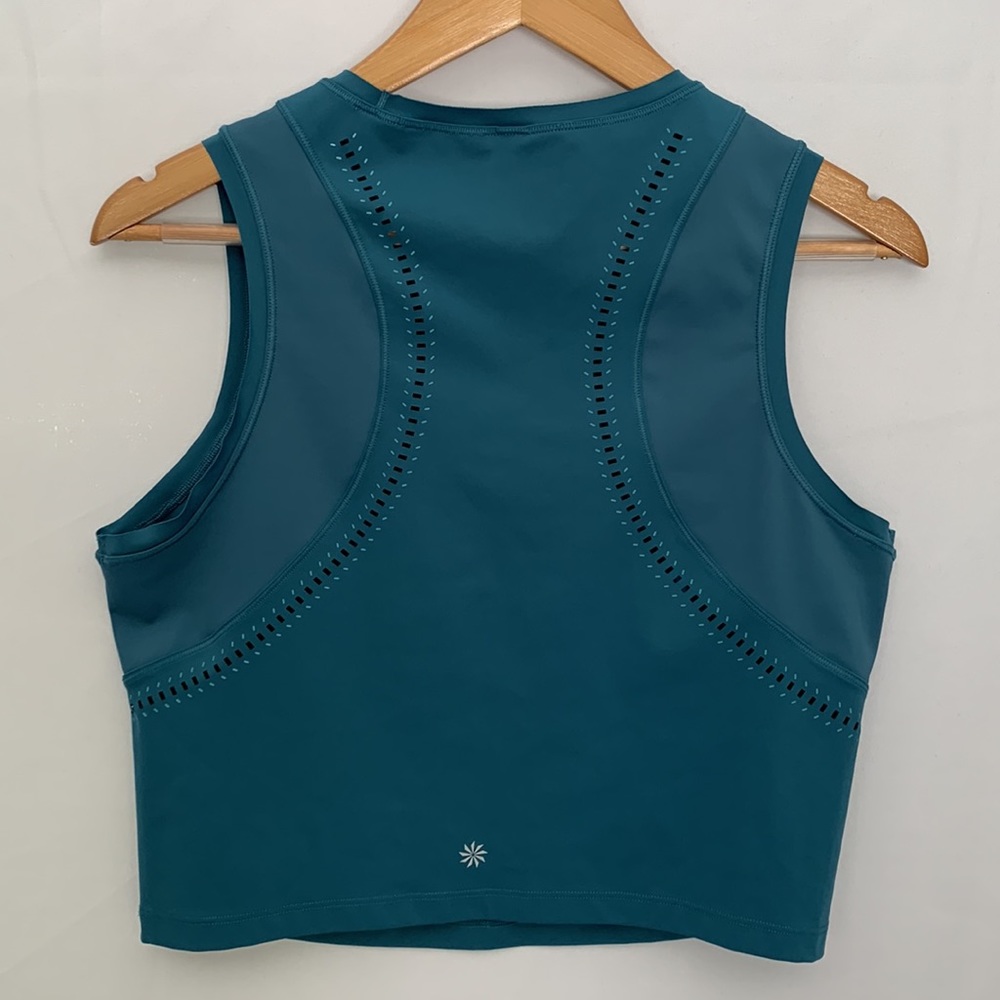 Athleta Levitate Tank Cropped Crew Neck Workout Yoga Borealis Green Large - Picture 6 of 14